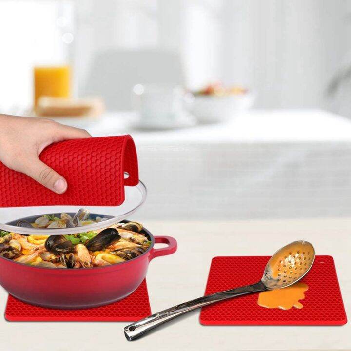 4-pieces-of-silicone-table-mat-non-slip-heat-insulation-honeycomb-kitchen-table-mat-multi-purpose-heat-pad