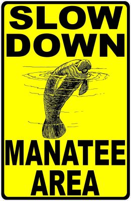 Manatee ป้ายช้าลงพื้นที่ X โลหะวัวทะเลพายเรือป้ายความปลอดภัย Manatees