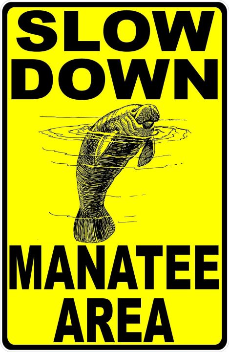 manatee-ป้ายช้าลงพื้นที่-x-โลหะวัวทะเลพายเรือป้ายความปลอดภัย-manatees