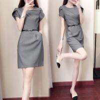 COD clothes ฤดูร้อนใหม่ 2023 เอวสูงธุรกิจชุดแฟชั่น Ol Slim Slim สีเทาชุดสตรี