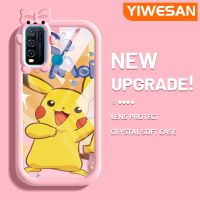 YIWESAN เคสสำหรับ VIVO Y30 Y30i Y50เคสการ์ตูน Pikachu เลนส์กล้องถ่ายรูปแบบนิ่มสัตว์ประหลาดน้อยน่ารักสีสันสดใสกันกระแทกแบบใสเคสโทรศัพท์โปร่งใสแฟชั่นเคสป้องกันซิลิโคน