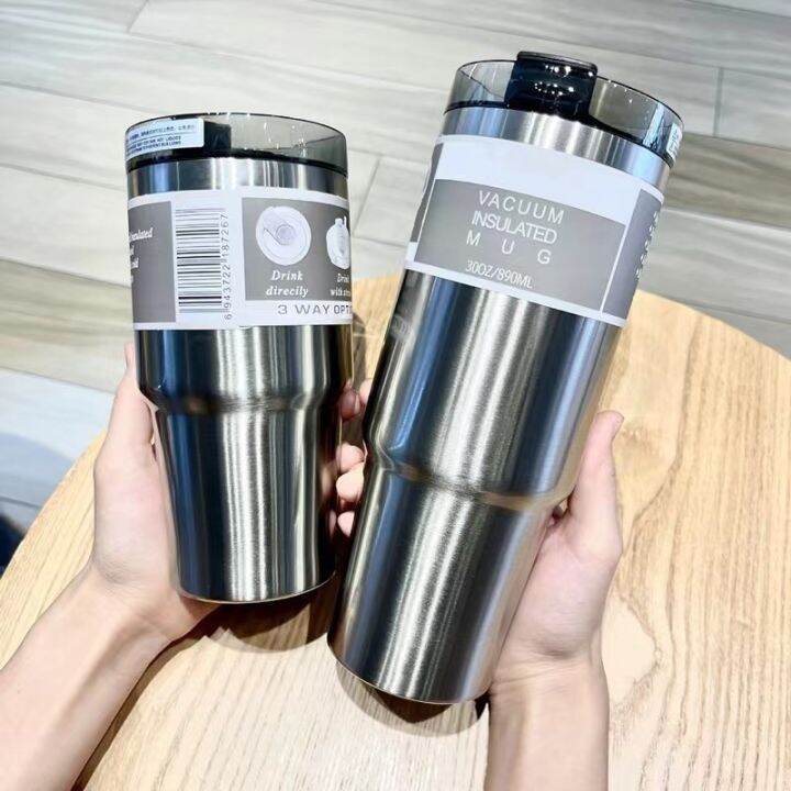 ส่งจากกทม-พร้อมสต็อก-น้ำแข็งทรราชรถคัพถ้วยรถ-20-30oz-ถ้วยกาแฟคู่สแตนเลสถ้วยกาแฟฟาง