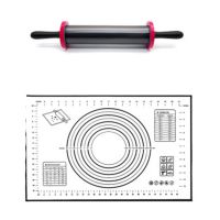 Professional Non-Stick Rolling Pin with Thickness Discs, One Size, with A Mat