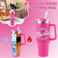 40oz Barbie Thermos Mug 304 Stainless Steel Pink Thermos Mug D0U1