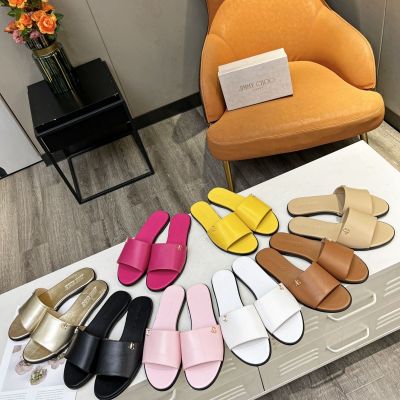 2023 New Versatile Slippers Womens Genuine Leather Flat Bottom Outerwear Slippers Large Beach Sandals