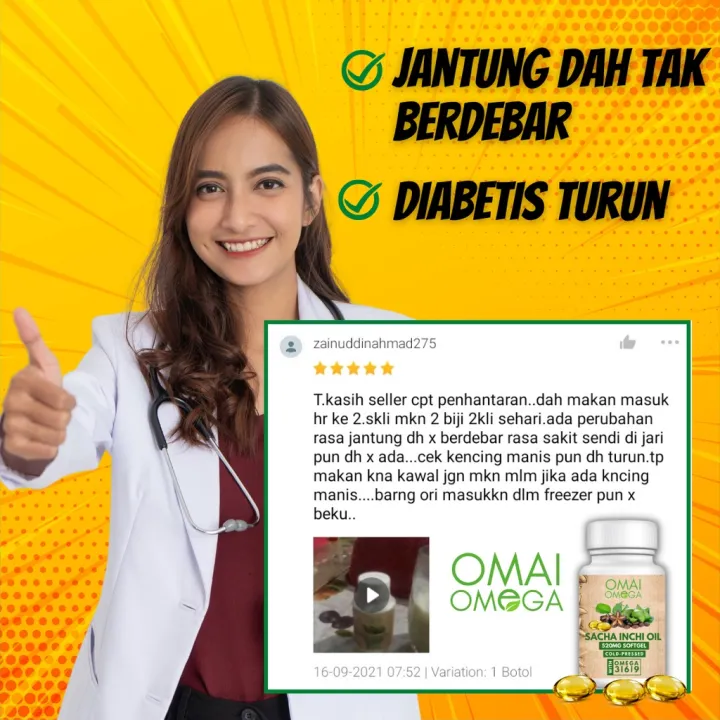 omega 3 6 9 120pcs minyak sacha inchi asli / sacha inchi oil original cold press 500mg soft gel