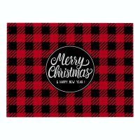 Red Plaid Christmas Series Printing Coasters Anti-Slip Insulation Cotton Linen Table Mat Kitchen Home Supplies Placemat