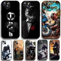 Fashion Motorcycle Man Case For Apple iPhone 14 13 12 11 Pro Max Mini XS Max X XR 7 8 Plus SE2020 TPU Black Phone Cover Coque