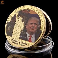 USA 45th President Donald Trump Gold/Silver US Trump Tower Token Challenge Souvenir Coins Value And Business Gifts