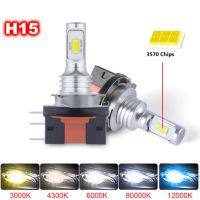 2Pcs H15 LED Bulb CSP Car Headlight High Beam Day Driving Running Light 12V 6000K White Ice Blue Auto Lamp For VW Audi BMW Bulbs  LEDs  HIDs