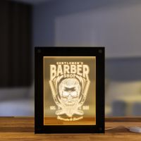 Gentlemens Barber Shop LED Lighting Board Custom Barber Logo Business Sign Haircuts Shave LED Photo Frame