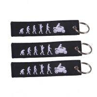 3 PCS Funny Evolution Keychain from Apes to Motorcycle Riding Key Chain for Cars Novelty Embroidery Wholesale Key Ring