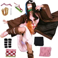 Kamado Nezuko Cosplay Costume Anime Demon Slayers Kimono Kimetsu No Yaiba Children Costume Cos Wig Uniform Hallween Women Kids