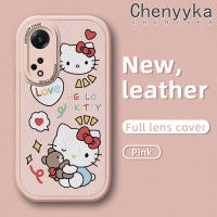 เคส Chenyyka สำหรับ OPPO A98 5G A1 5G F23 5G เคสลายการ์ตูนน่ารัก Hello Kitty ดีไซน์ใหม่นิ่มเคสโทรศัพท์หนังนิ่มป้องกันกล้องคลุมทั้งหมดเคสสีกันกระแทกขอบนิ่ม