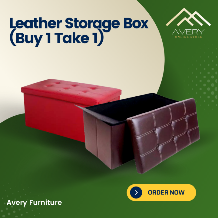 BUY 1 TAKE 1 Ottoman Big PU Leather Stool Seat with Storage Box 2