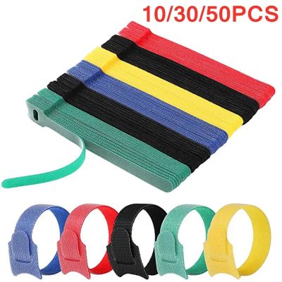 10-50pcs Cable Tie Self Adhesive Reusable Loop Hook Wrap Bundle Plastics Nylon Strap Organizer Self Clip Holder Cable Wire Ties
