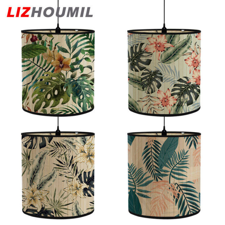 lizhoumil-เฉดสีโคมไฟไม้ไผ่ย้อนยุคพืชสีเขียวที่คลุมหลอดไฟตกแต่งบ้านสำหรับโคมไฟแสงตั้งโต๊ะพื้น