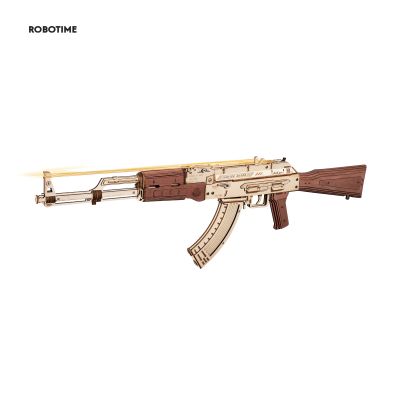 Robotime Rokr Automatic Rifle AK47 3D Wooden Gun Funny DIY Build Toys for Kids Adults Justice Guard How to Make Wooden Gun LQ901