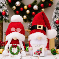 Holiday Decorations Rudolph Doll Ornaments Christmas Window Displays Knitted Hat Ornaments Wooden Sign Decorations