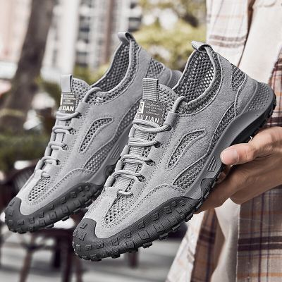 Men‘s Outdoor Hiking Shoes Trekking Leather Sneakers Mountain Climbing Trail Jogging Shoes For Men Factory Outlet