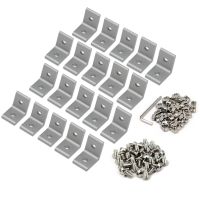 20pcs Silver 2Hole Inside Corner Bracket Connector with 40pcs M5 Screws+TNuts for 6mm Slot Aluminum Extrusion Profile 2020Series Hand Tool Parts Acces