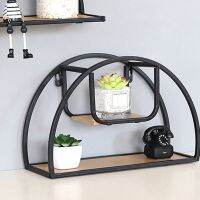 Iron Shelf Wood Board Decorative Wall-Mounted Storage Racks for Bedroom Shelves Sundries Organizer Without Nails