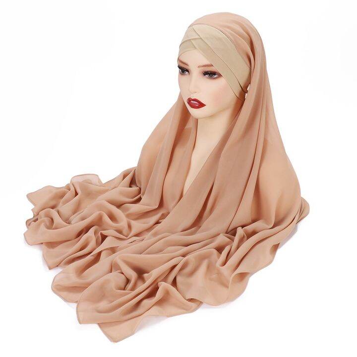 【YP】 2022 Instand Muslim Headscarf with Under Cap Female Ready Head