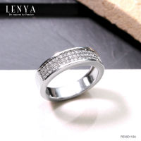 Lenya Jewelry แหวนเพชร DiamondLike เรียบแต่หรูด้วยการฝังเพชร DiamondLike รอบตัวเรือน บนตัวเรือนเงินแท้ชุบทองคำขาว