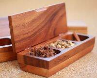 NT016 โซปา กล่องใส่เครื่องเทศไม้จามจุรี Zopa Acacia Wood Rectangle Seasoning Box