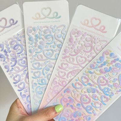 【LZ】 INS Cute Love Ribbon Laser Sticker For DIY Scrapbooking Idol Card Photo Album Craft Photo Decor Stationery Decorative Stickers