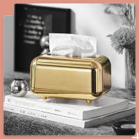 กล่องเก็บกระดาษทิชชู่ Electroplated Magnetic Retro สร้างขึ้นใน Spring Facial Tissue Dispenser Box for Home