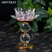 【CW】 Glass Metal Candle Holders Room Shui Ornaments Office Candlestick Decoration