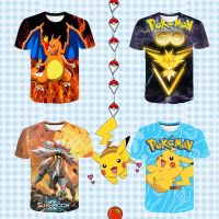 2023 newsummer แฟชั่น3D ใหม่ Pokemon T เสื้อเด็กตลกสบายๆเกมเสื้อยืดเด็กเสื้อผ้าเด็กผู้หญิง Cool การ์ตูน xort Tops TEE น่ารัก