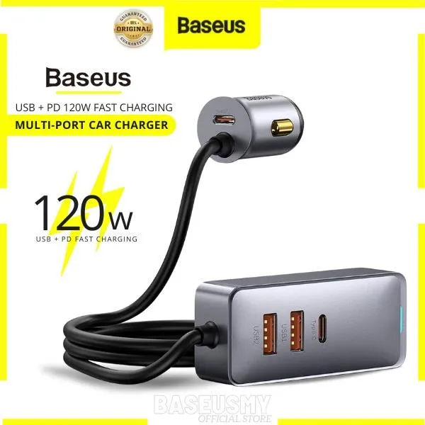 Baseus Car Charger Multi Port 3 USB 1 TypeC PD Charge PPS MultiPort
