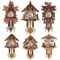 Vintage Cuckoo Wall Clock Chime Decor Wall Mounting Wood House Timekeeper Craft Household Alarm Clock Timer Selfie Sticks