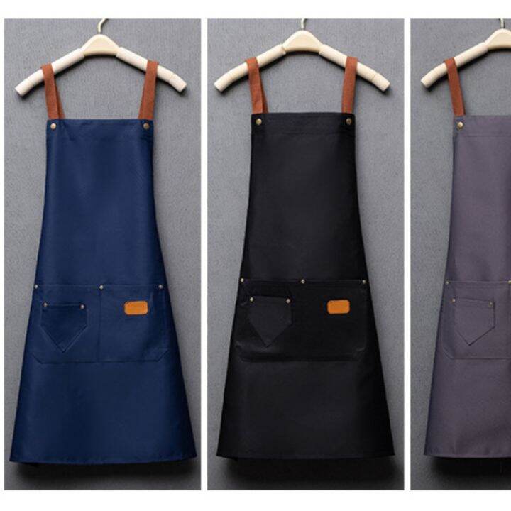 waterproof-and-oil-proof-apron-men-and-women-kitchen-apron-home-chef-baking-clothes-with-pockets-adult-bib-waist-bag