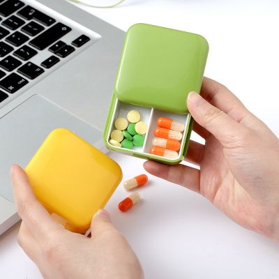 Mini Portable 2 Grid Push Open Style Pill Box Medicine Pillbox Tablet Storage Box Container Cases Storage Travel Medicine Organizer