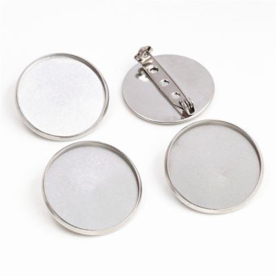 ( No Fade ) 20mm 25mm Inner Size Stainless Steel Material Brooch Style Cabochon Base Cameo Setting Charms Pendant Tray