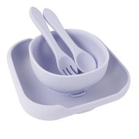 3pcs Baby Feeding Tableware Silicone Suction Plate Bowl Spoon Fork Baby Training BPA Free Dishes Childrens Dinnerware Set