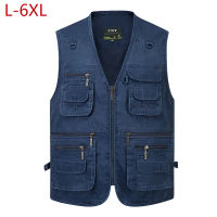 L-6XL Big Size New Men Multi Pocket Cotton Vest Casual with Many 14 Pockets Sleeveless Jackets Male Outdoor Photograph Waistcoat