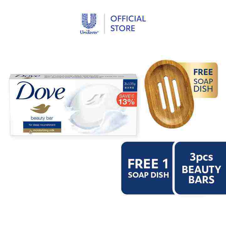 [free Soap Dish] Dove Beauty Bar White 135g For Deep Nourishment