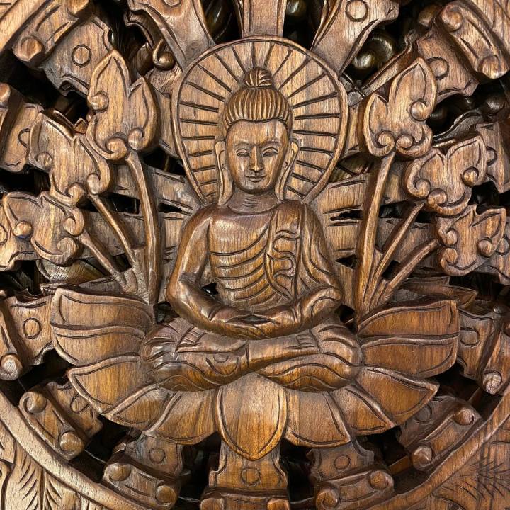 แผ่นไม้สัก-แกะสลัก-แกะสลัก-ลายพระพุทธรูป-วงล้อธรรมจักร-ทรงกลม-60-ซม-พระพุทธรูปไม้แกะสลัก-ไม้สักแกะสลักแต่งบ้าน-ไม้สักฉลุ-teak-wood-carved-buddha