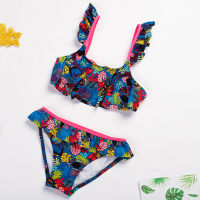 5-13 Years Girls Swimsuits Two Piece 2021 New Fashional Bikini Ruffled Style Childrens Swimsuit Beachwear Large Girls TB075