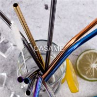 Reusable Drinking Straw 18/10 Stainless Steel Straw Set High Quality Metal Colorful Straw With Cleaner Brush Bar Party Accessory Specialty Glassware