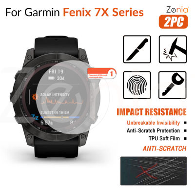 Zenia ฟิล์มป้องกันเต็มหน้าจอ,ฟิล์มกันรอยแบบเต็มขอบโค้ง HD 2ชิ้นสำหรับ Garmin Fenix 7X 7 7S Pro Sapphire Solar Fenix7X Fenix7 Fenix7S สมาร์ทวอทช์ HD 9H ไม่แตกหักได้ฟิล์มกันรอยฟิล์ม TPU นิ่มที่มองไม่เห็นกันระเบิดฟิล์มป้องกันรอยขีดข่วน