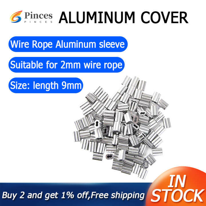 120x Aluminum Crimping Loop Sleeve for 2mm Diameter Wire Rope and Cable