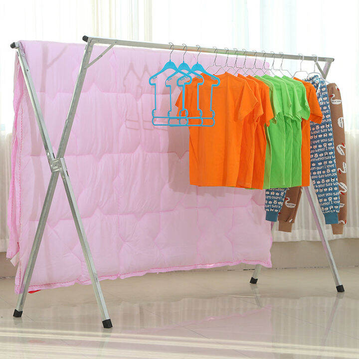 MH Telescopic Rod Foldable Stainless Steel Drying Rack Clothes Rack