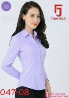 Áo sơ mi nữ tay dài - công sở Thái Hòa - Mã 047-08 Màu tím thumbnail