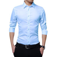 Men Long Sleeve Shirts Slim Fit Solid Business Formal Shirts for Autumn High Quality Solid Male Clothing Fit Business Shirts