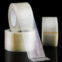 25M Strong Glass Fiber tape Transparent Striped Single Side Adhesive Tape Industrial Strapping Packaging Fixed Seal 5mm-50mm Adhesives  Tape